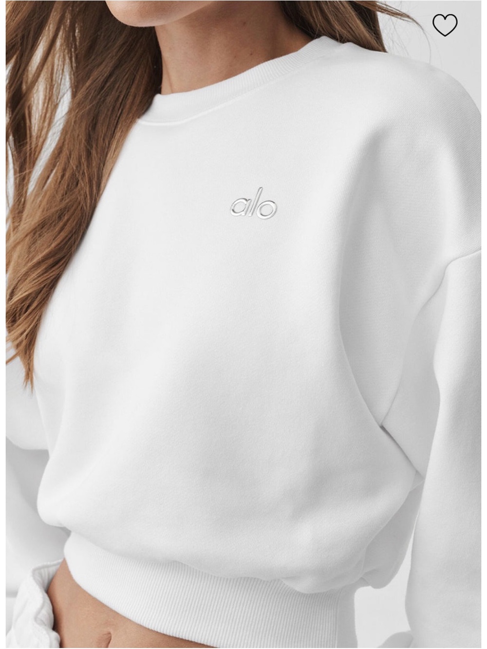 ALO Yoga White Cropped Crewneck Sweatshirt